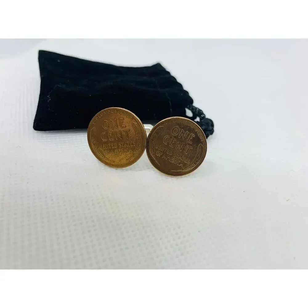 Men's Cufflinks Wheat Penny Bullet Back Design (Leverback) New Handcrafted